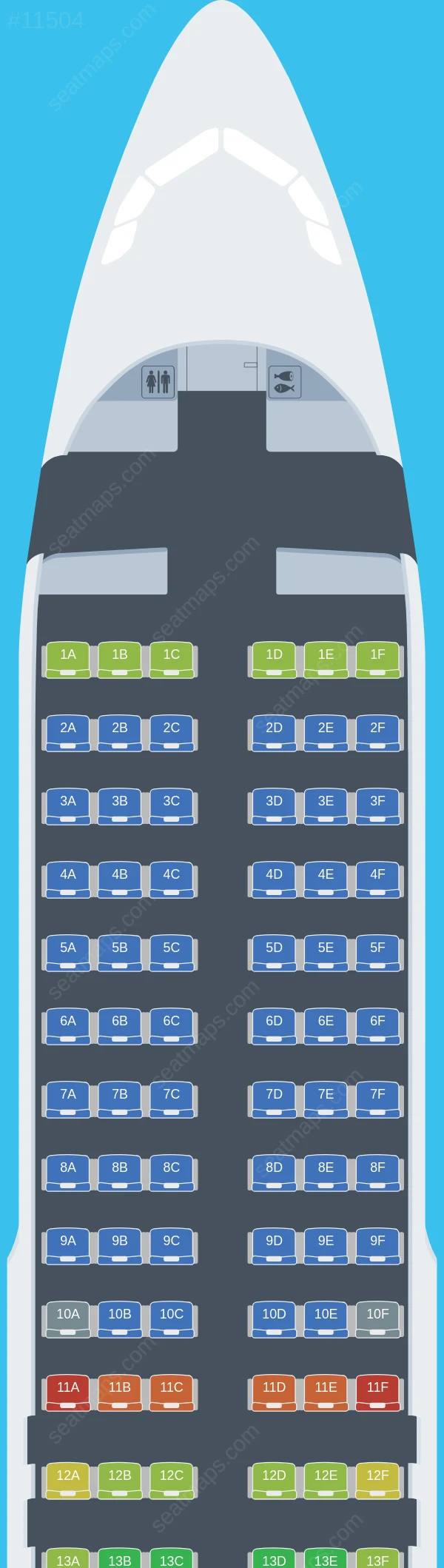 Global Crossing Airlines Airbus A320-200 V.3 seatmap preview