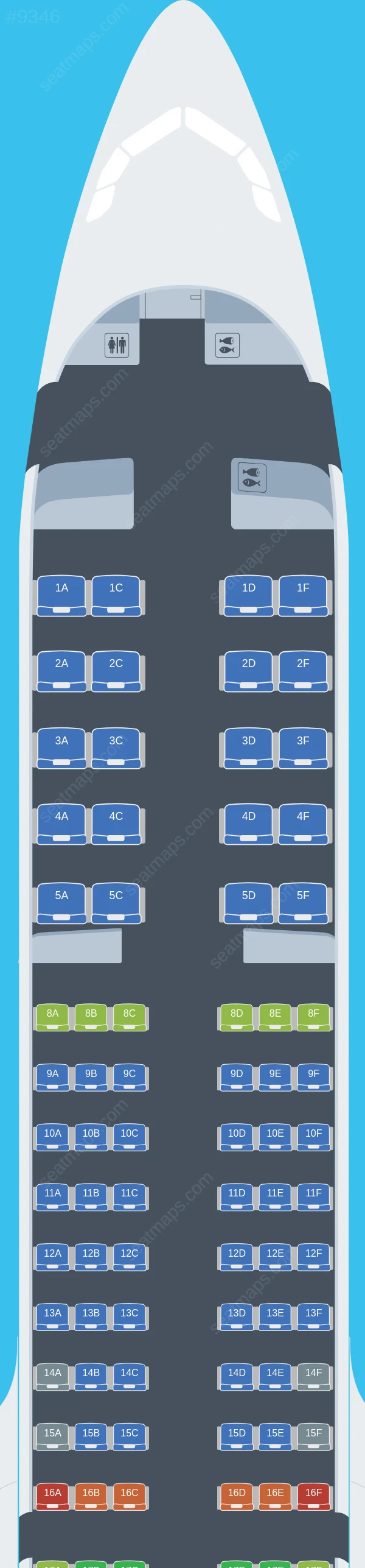 American Airlines Airbus A321neo V.1 seatmap preview