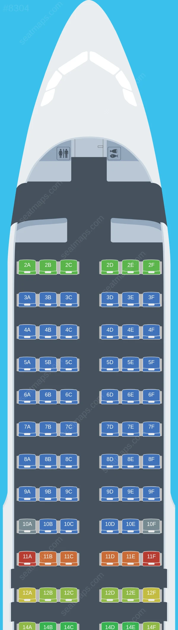 Fly2Sky Airbus A320-200 V.2 seatmap preview