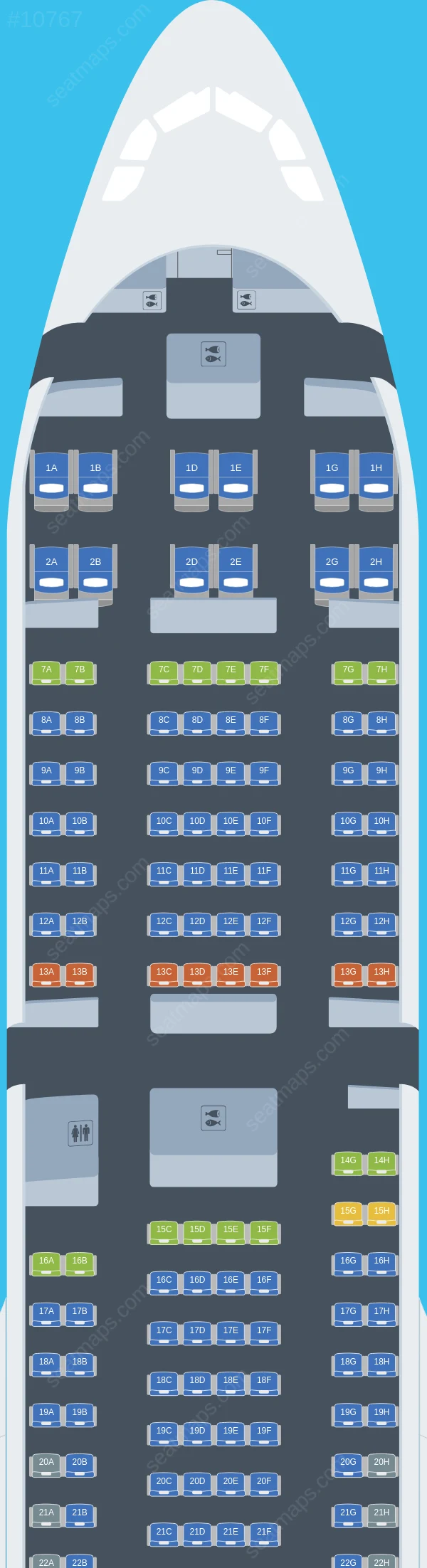 T'way Air Airbus A330-300 seatmap preview