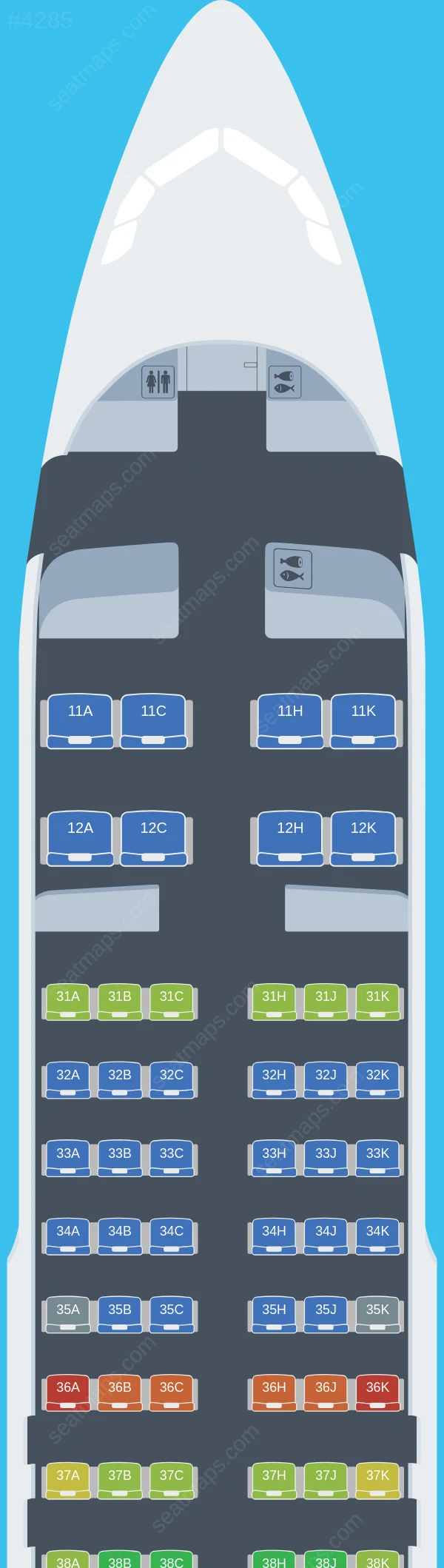 Hong Kong Airlines Airbus A320-200 V.2 seatmap preview