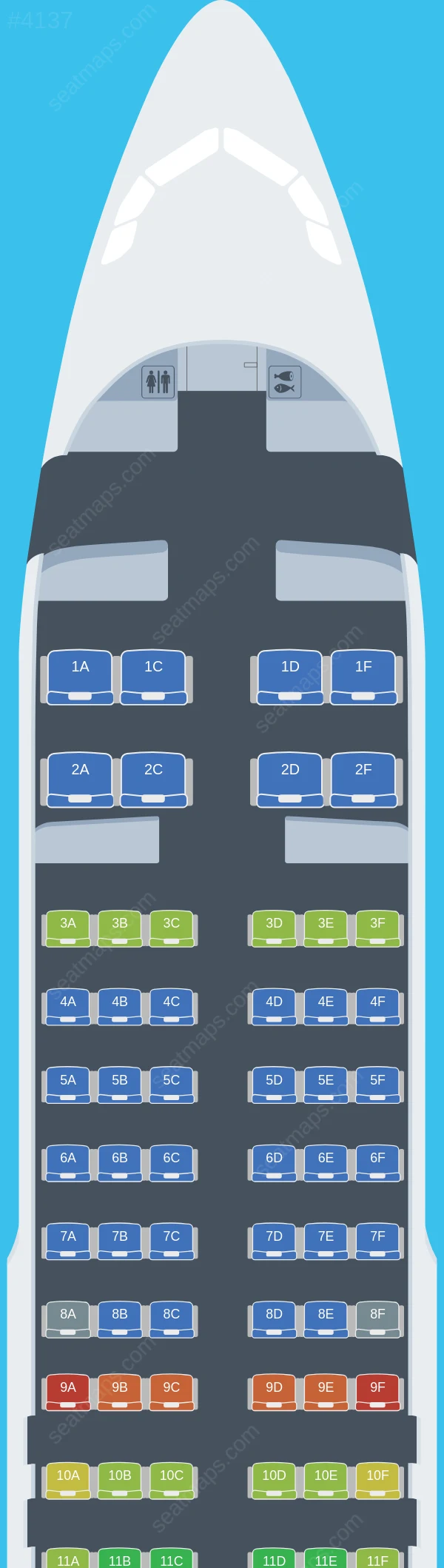 Tianjin Airlines Airbus A320-200 V.4 seatmap preview