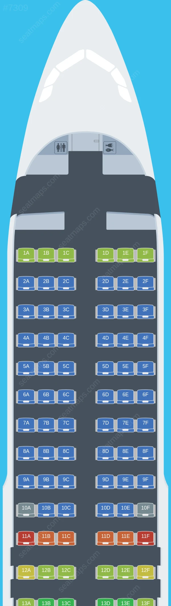 Go First Airbus A320-200 seatmap preview