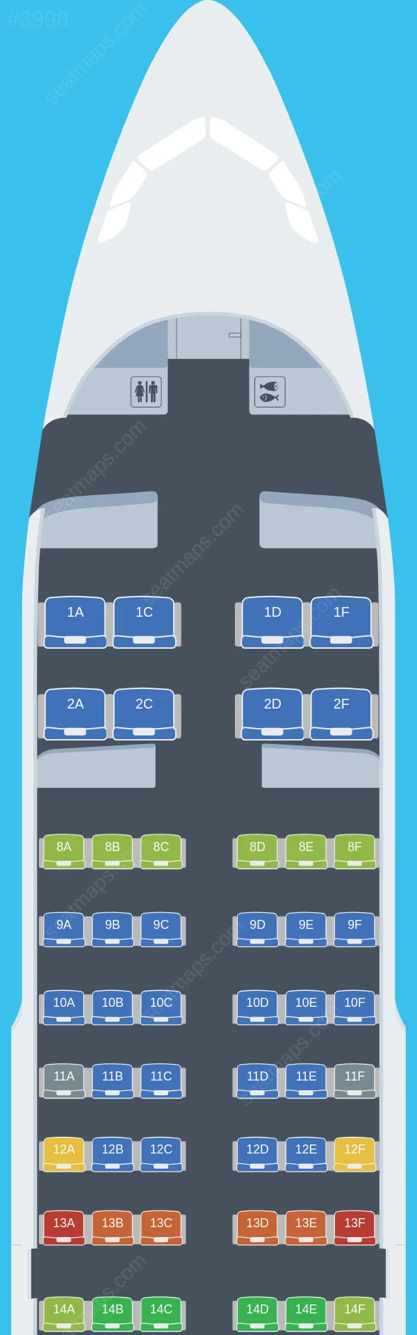 American Airlines Airbus A319-100 seatmap preview
