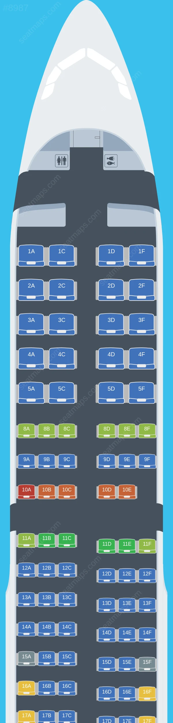American Airlines Airbus A321-200 V.1 seatmap preview