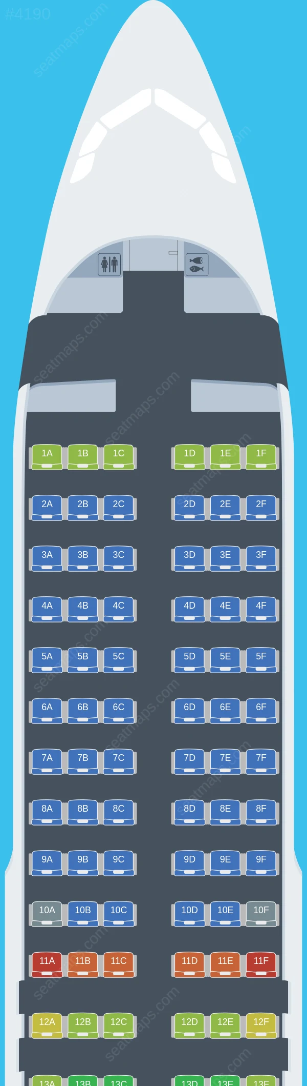 Freebird Airlines Airbus A320-200 seatmap preview