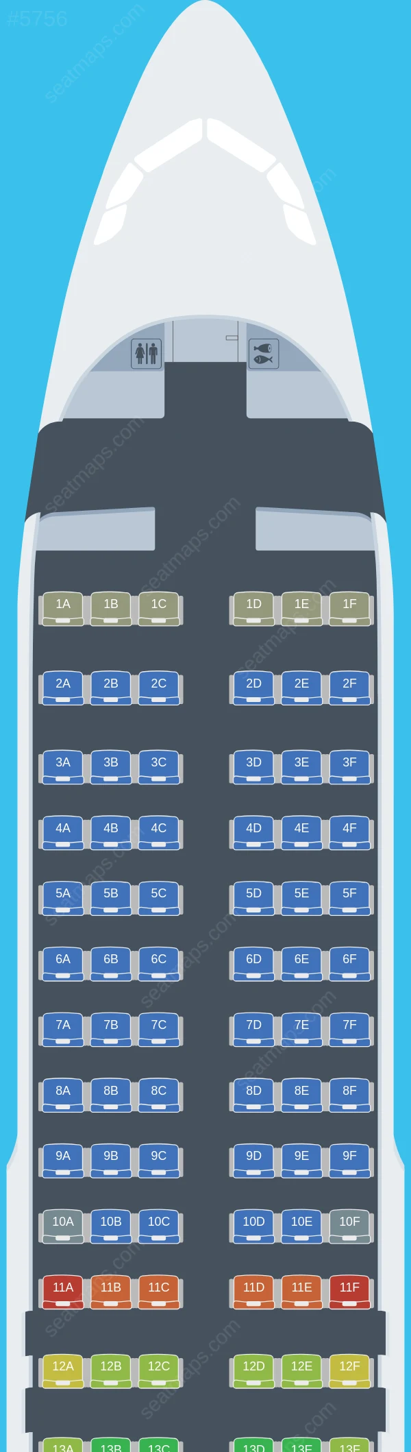 Frontier Airlines Airbus A320-200 V.1 seatmap preview