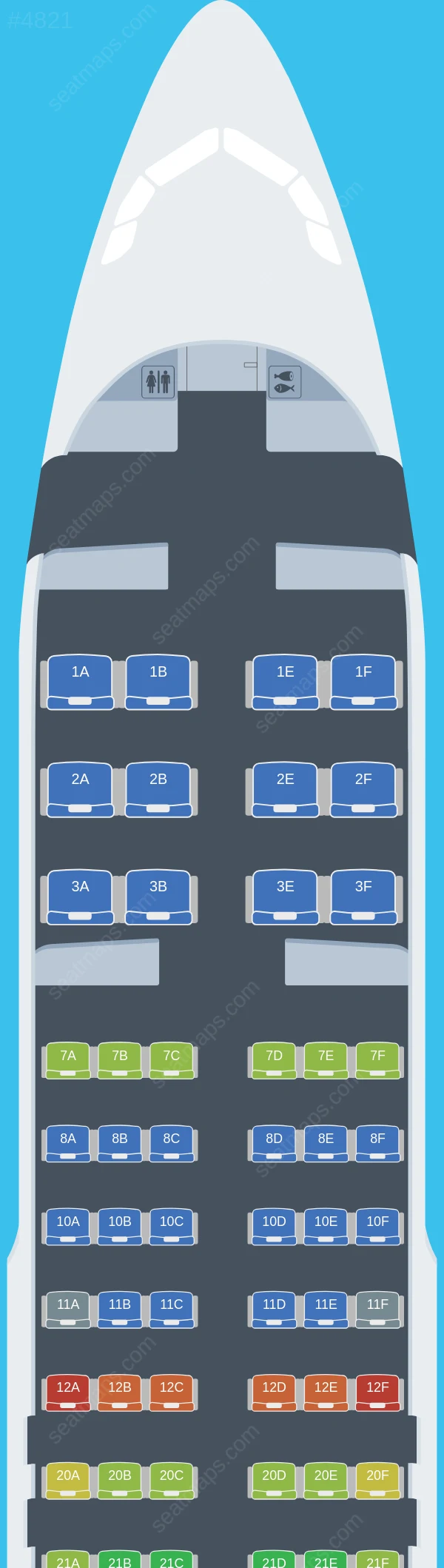 United Airbus A320-200 seatmap preview