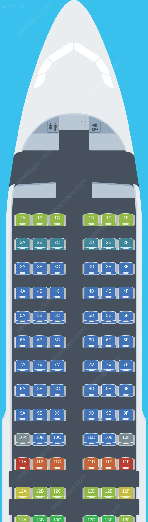 Spring Airlines Airbus A320-200 V.1 seatmap preview