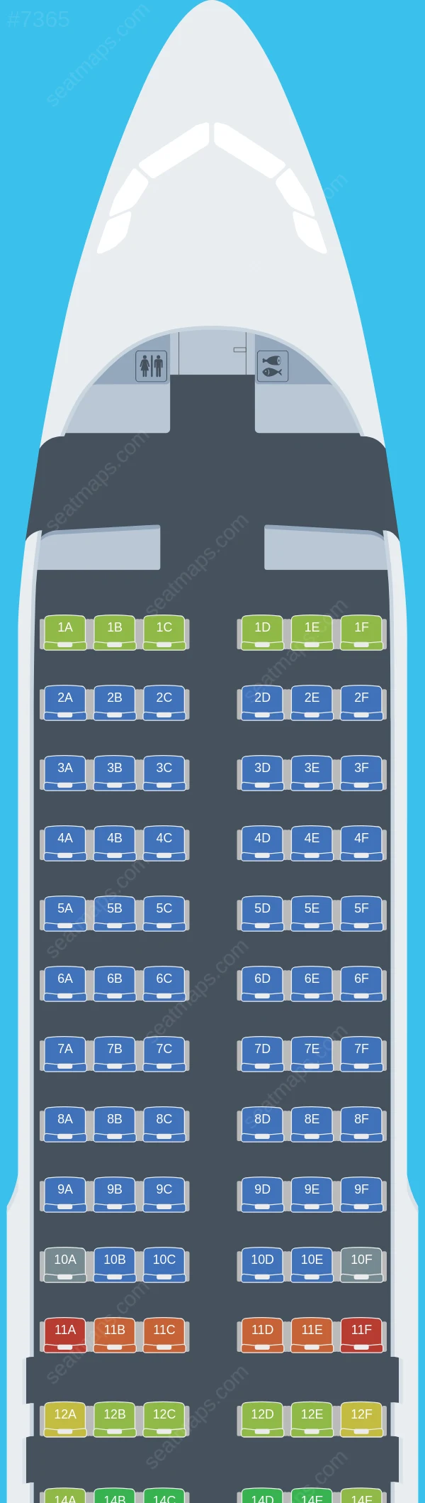Pan Pacific Airlines Airbus A320-200 seatmap preview