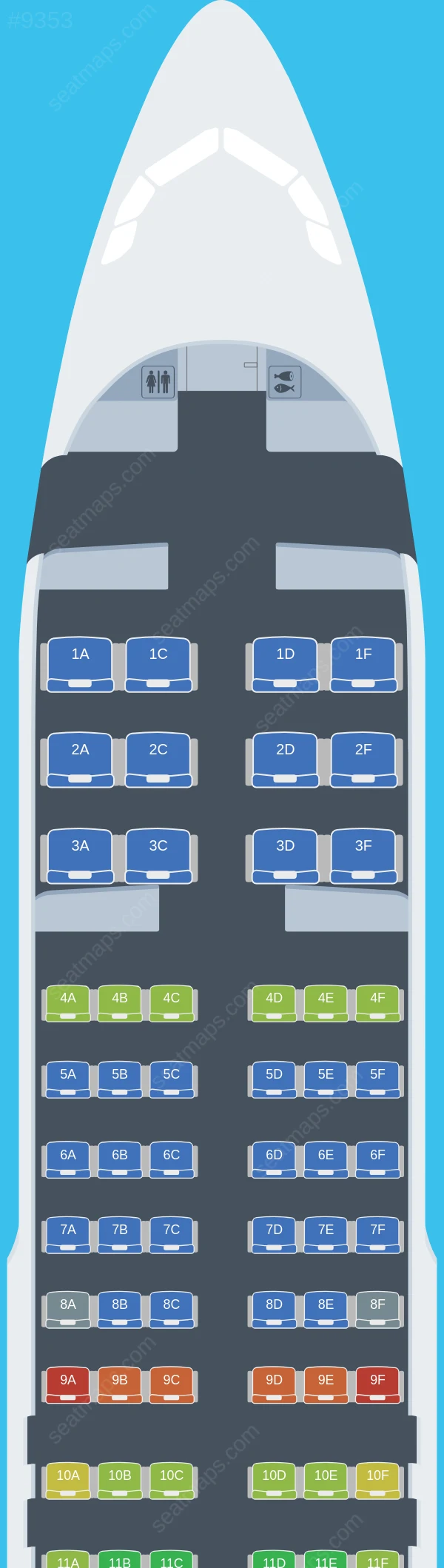 Ural Airlines Airbus A320-200 V.1 seatmap preview