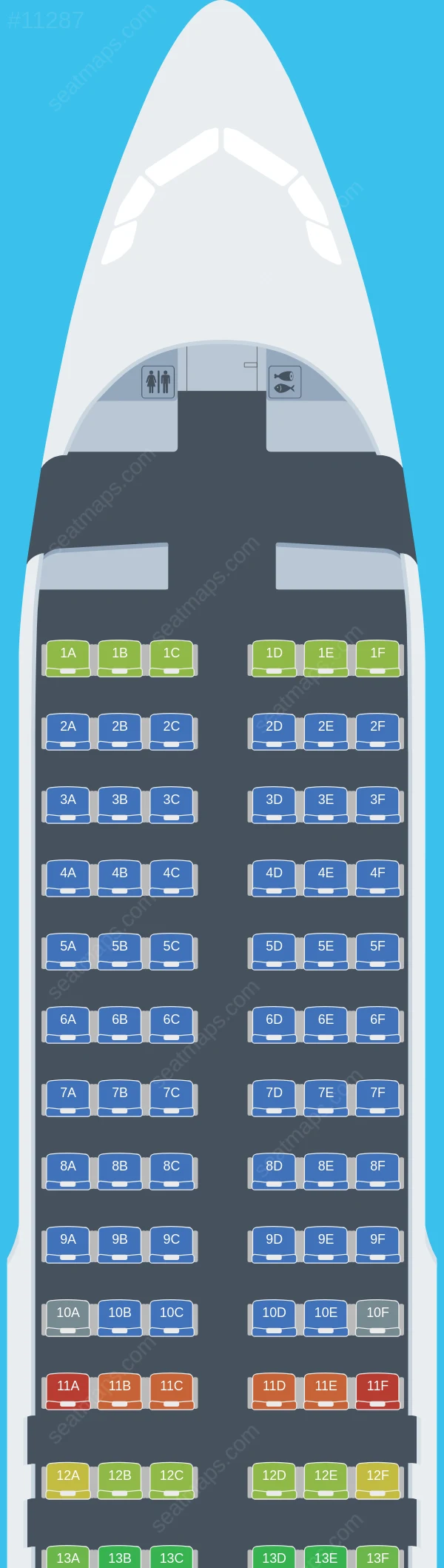 Airhub Airlines Airbus A320-200 seatmap preview