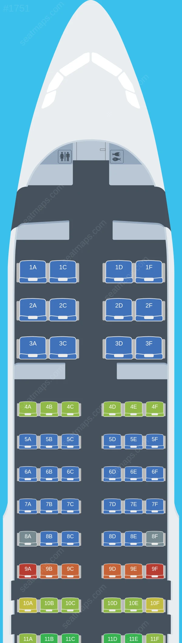 American Airlines Airbus A320-200 seatmap preview