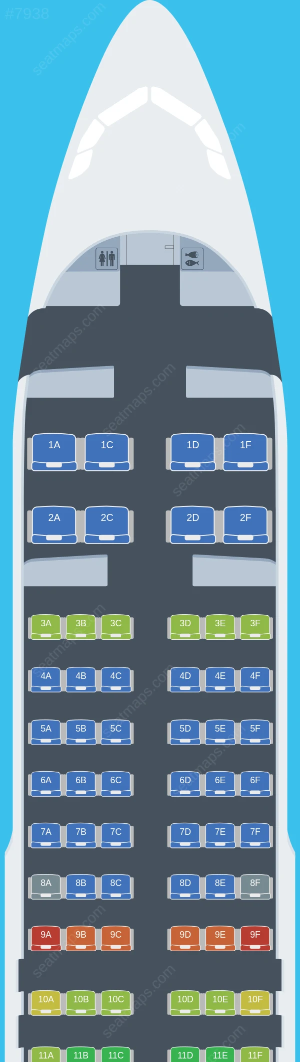 Qingdao Airlines Airbus A320-200 seatmap preview