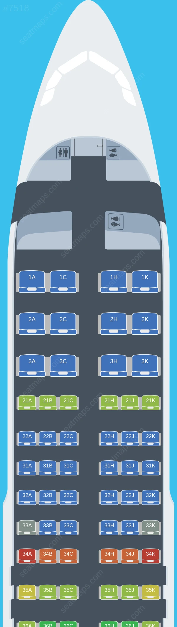 PAL Express Airbus A320-200 V.1 seatmap preview