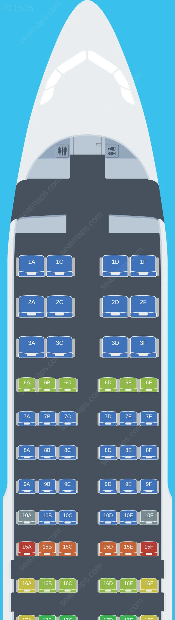 Global Crossing Airlines Airbus A320-200 V.1 seatmap preview