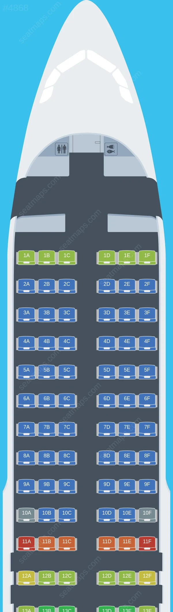 Sky Angkor Airlines Airbus A320-200 seatmap preview