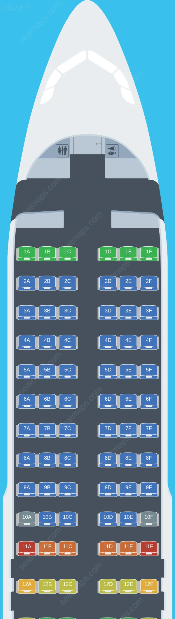 Aruba Airlines Airbus A320-200 seatmap preview