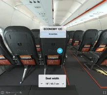 easyJet UK Airbus A320neo seat maps 360 panorama view
