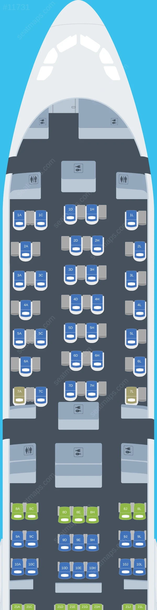 Legend Airlines Airbus A340-300 seatmap preview