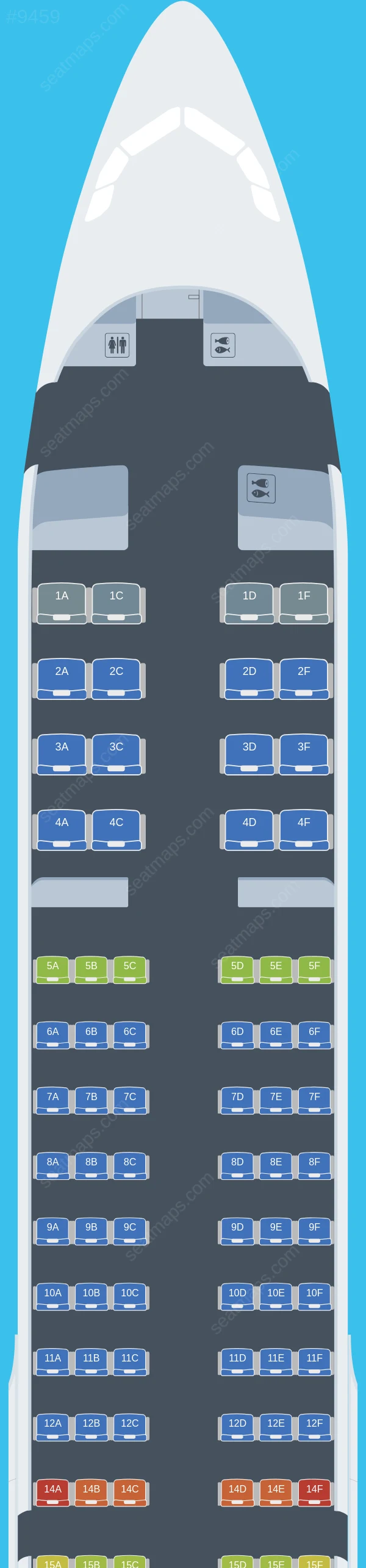 Azores Airlines Airbus A321neo LR seatmap preview