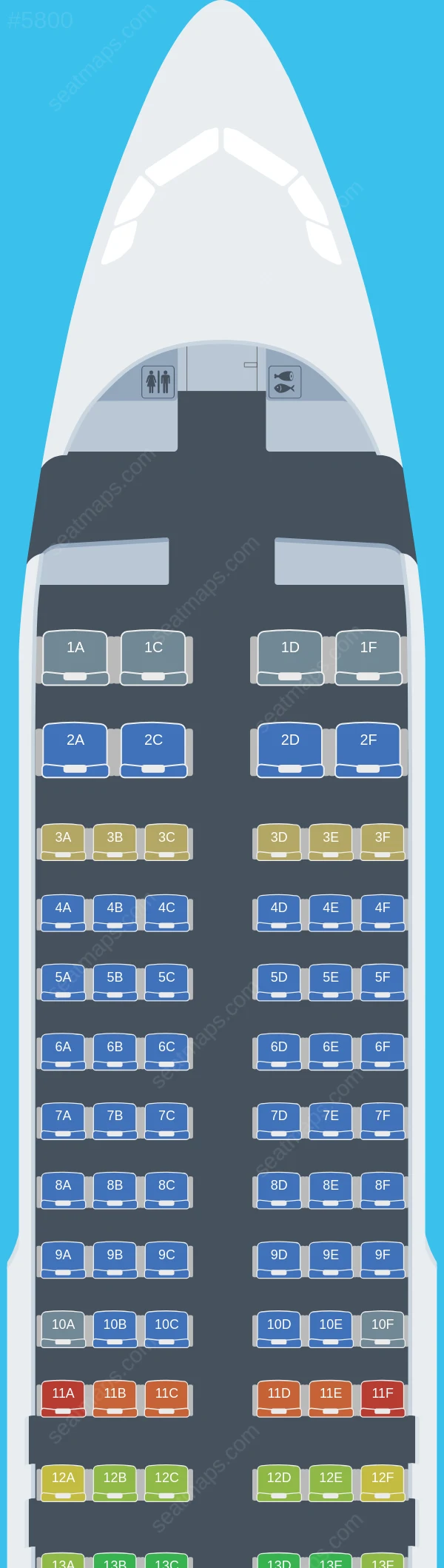 Spirit Airlines Airbus A320neo seatmap preview