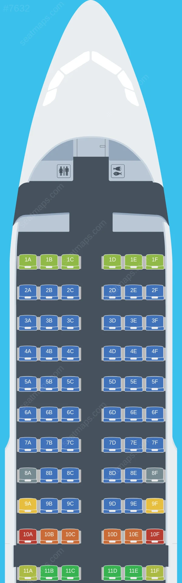 Chair Airlines Airbus A319-100 seatmap preview
