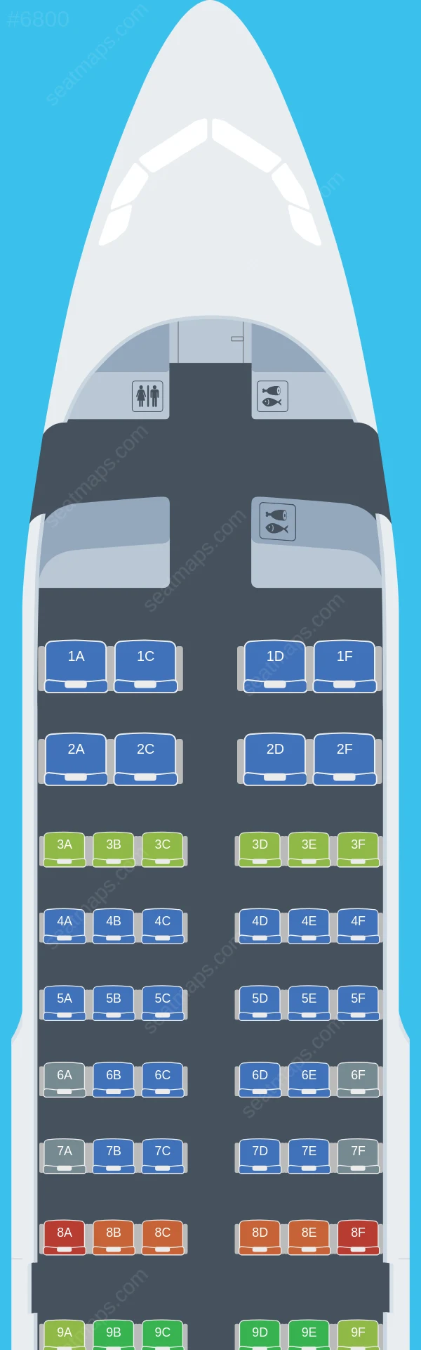 Aurora Airbus A319-100 seatmap preview