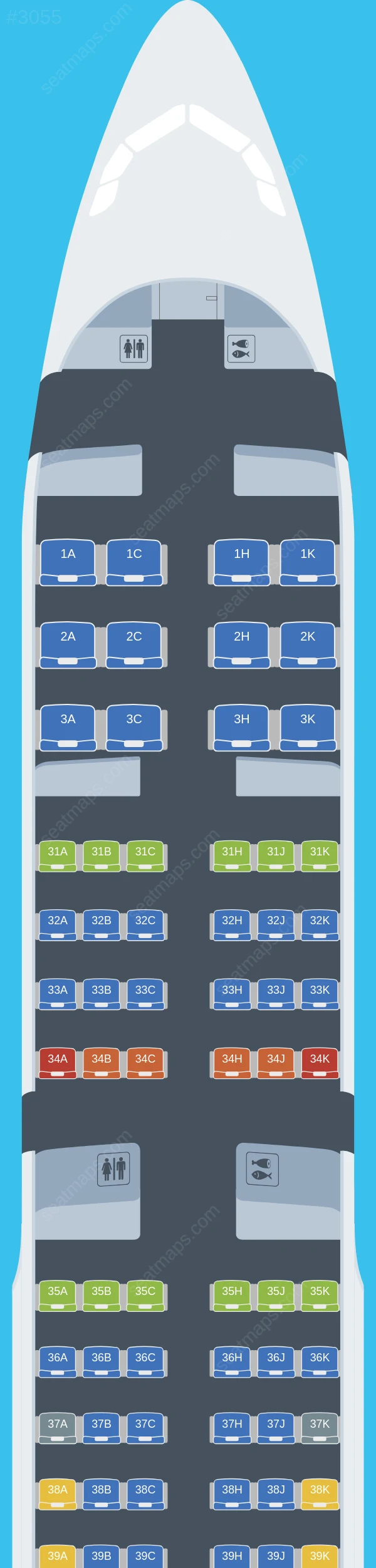 China Southern Airbus A321-200 V.2 seatmap preview