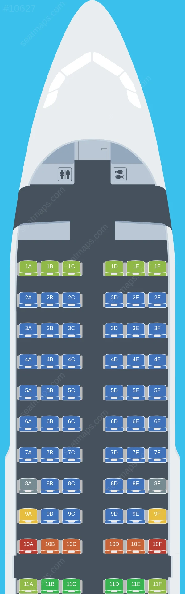 HiSky Airbus A319-100 seatmap preview