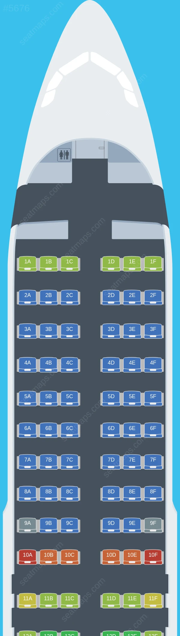 Azul Brazilian Airlines Airbus A320neo V.1 seatmap preview