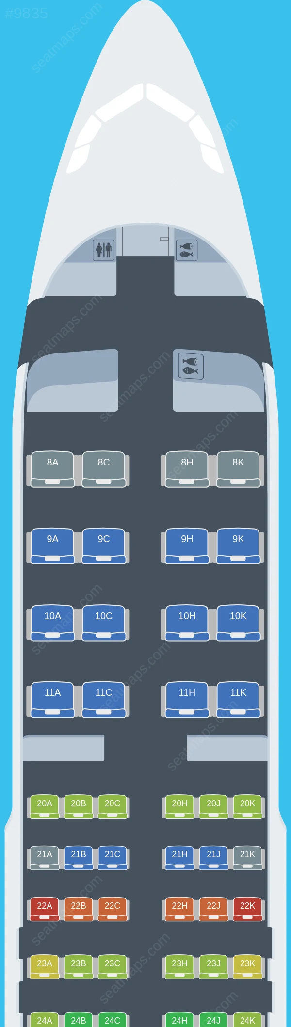 Egyptair Airbus A320neo seatmap preview