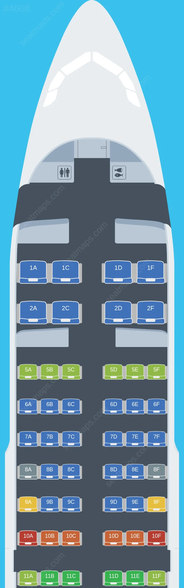 Tibet Airlines Airbus A319-100 seatmap preview