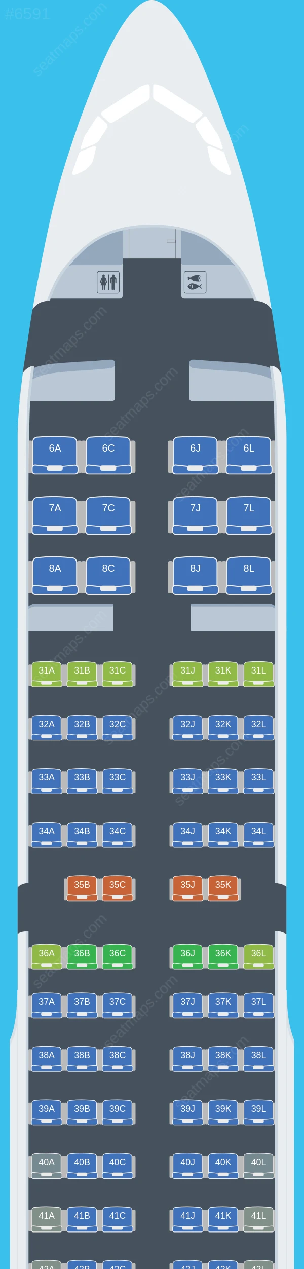 China Eastern Airbus A321-200 V.1 seatmap preview