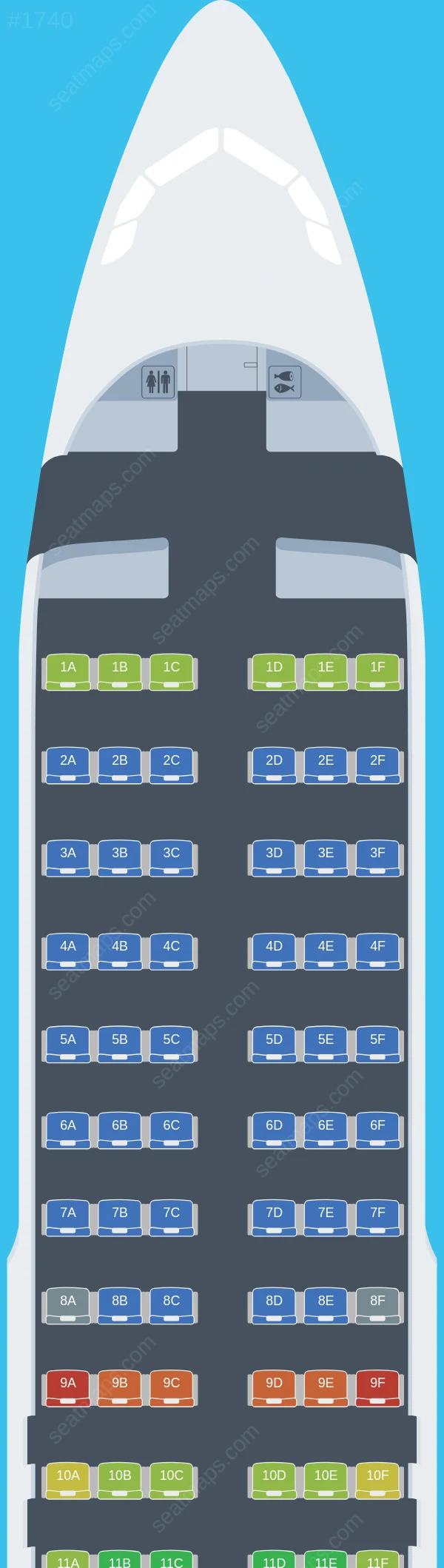 JetBlue Airways Airbus A320-200 V.2 seatmap preview