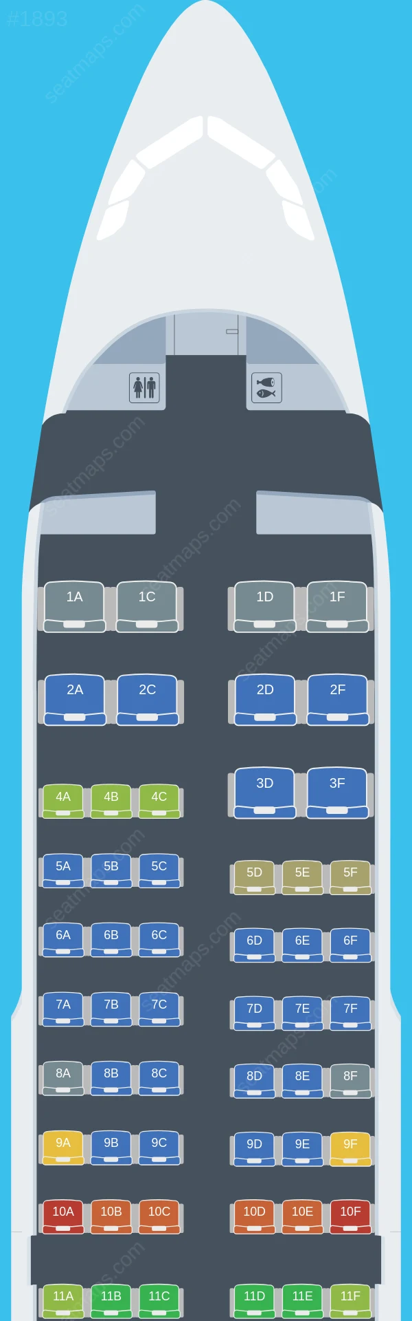 Spirit Airlines Airbus A319-100 seatmap preview