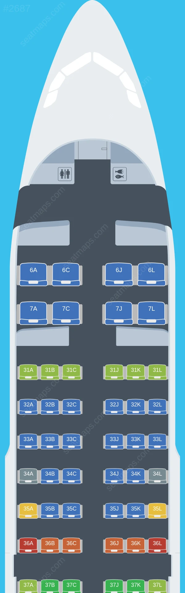 China Eastern Airbus A319-100 seatmap preview