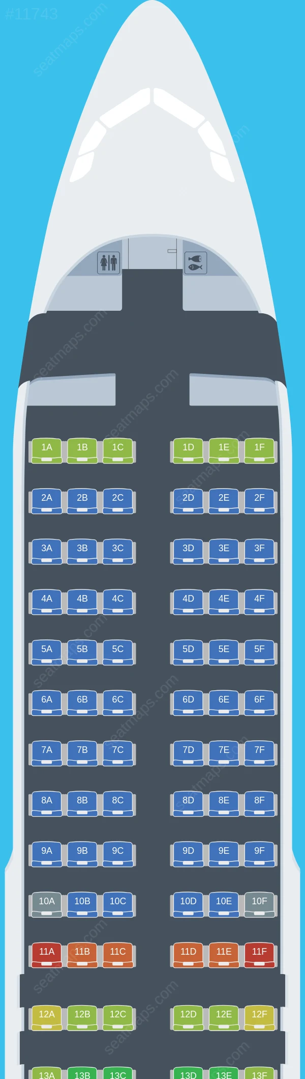 Tianjin Airlines Airbus A320neo V.1 seatmap preview