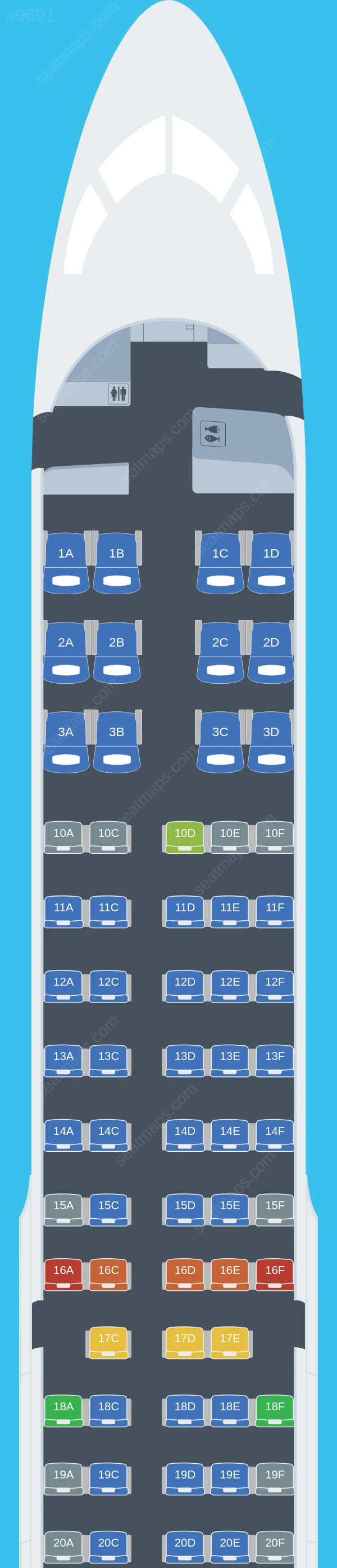 Delta Airbus A220-300 seatmap preview