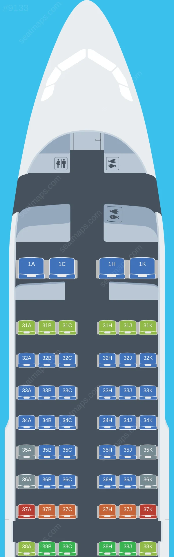 China Southern Airbus A319-100 seatmap preview