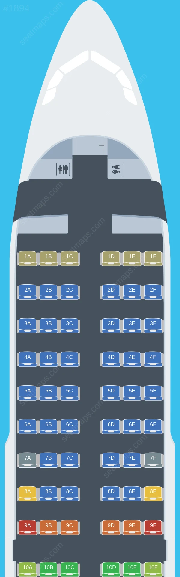 LATAM Airlines Brasil Airbus A319-100 seatmap preview