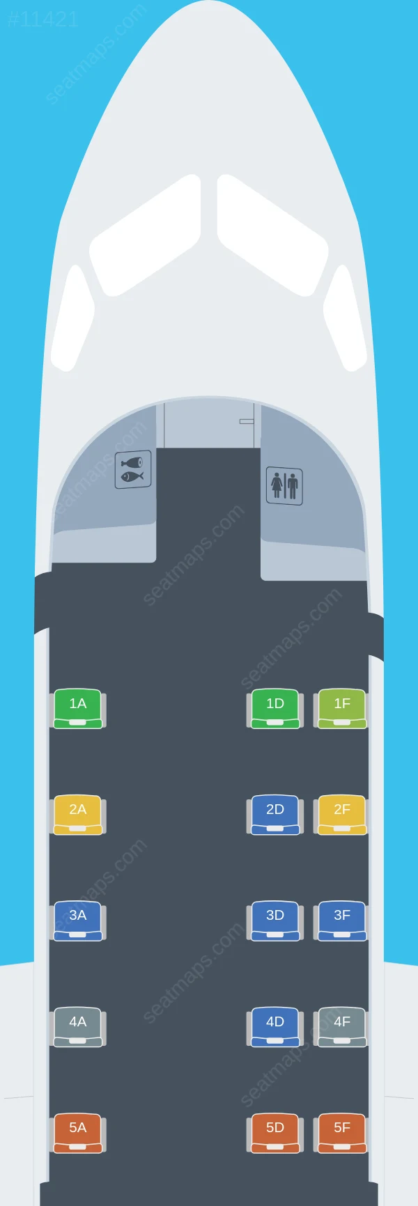 Southern Airways Express Saab S340 seatmap preview