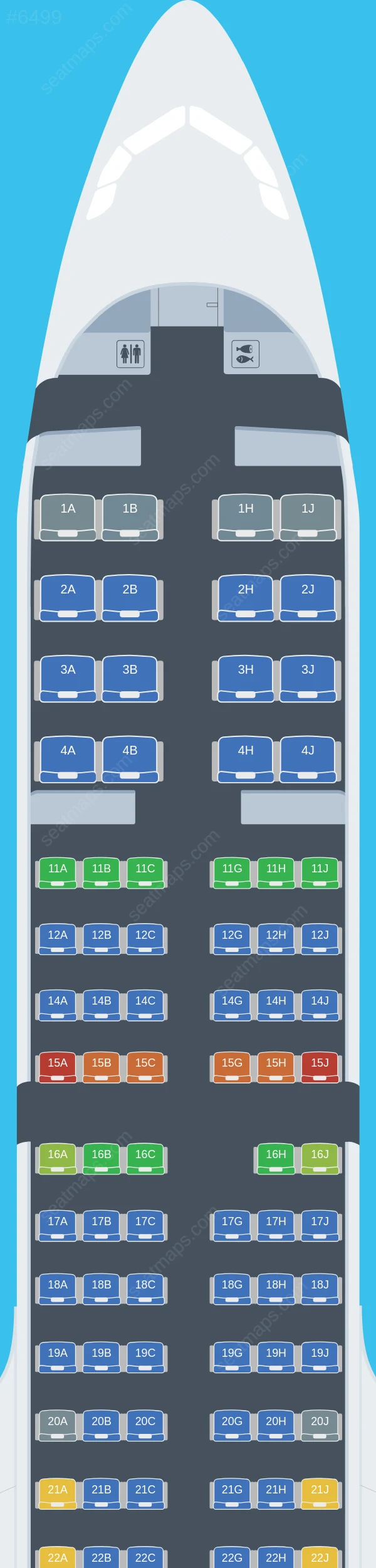 Hawaiian Airlines Airbus A321neo seatmap preview