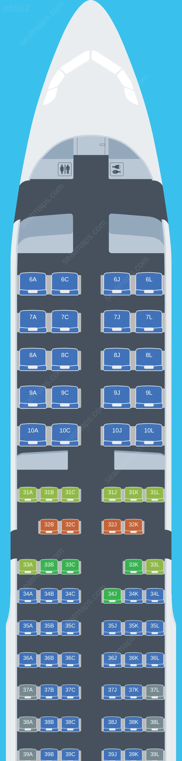 China Eastern Airbus A321-200 V.2 seatmap preview