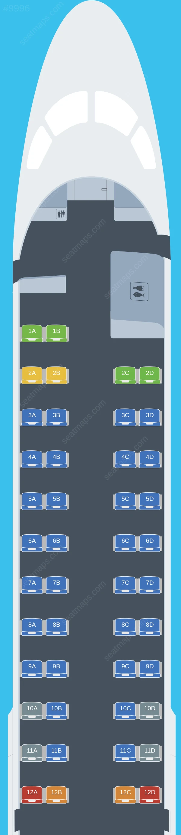 Eastern Airways Embraer E190 seatmap preview