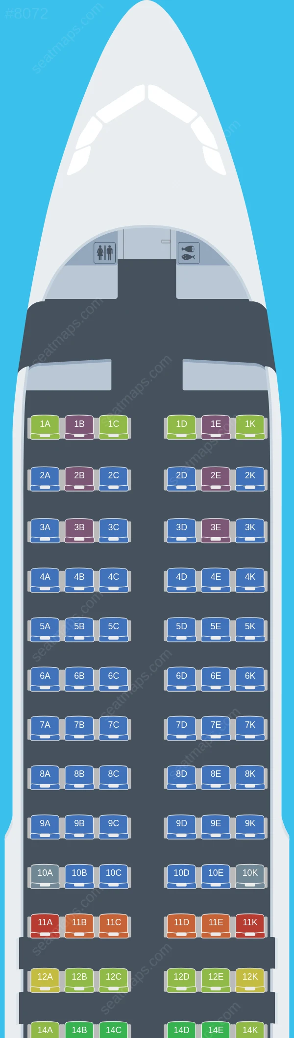 Avianca Airbus A320neo seatmap preview