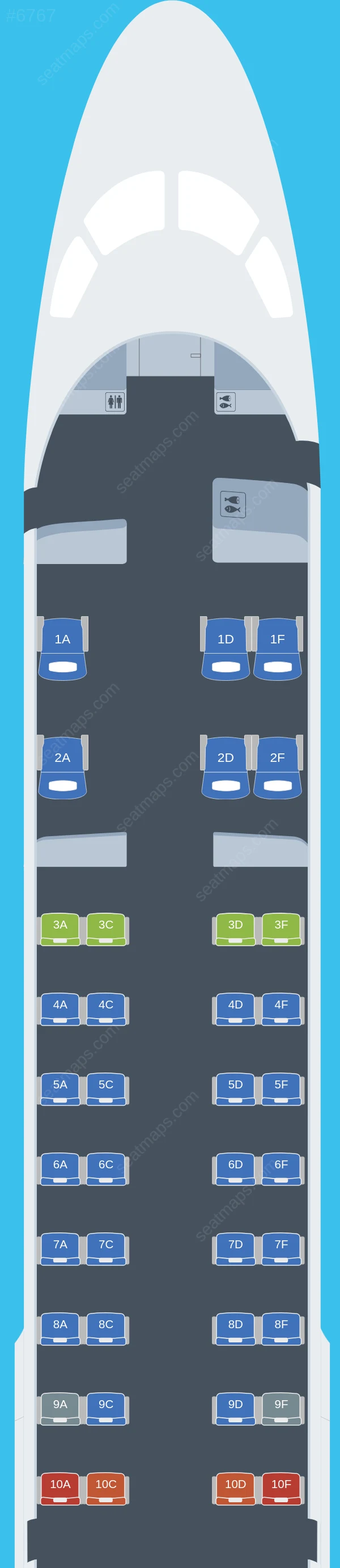 Airlink Embraer E190 seatmap preview