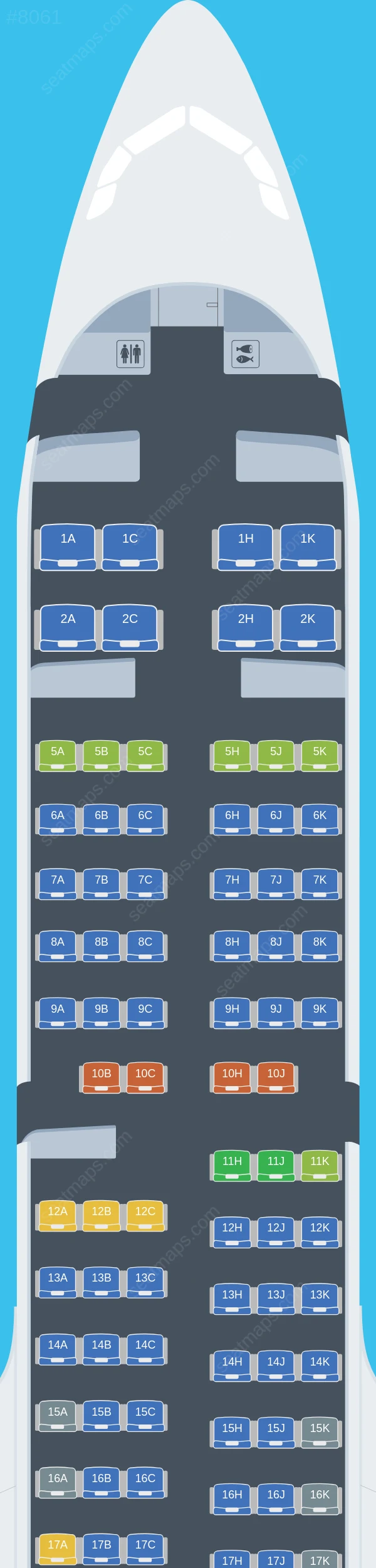 ANA - All Nippon Airways Airbus A321neo seatmap preview
