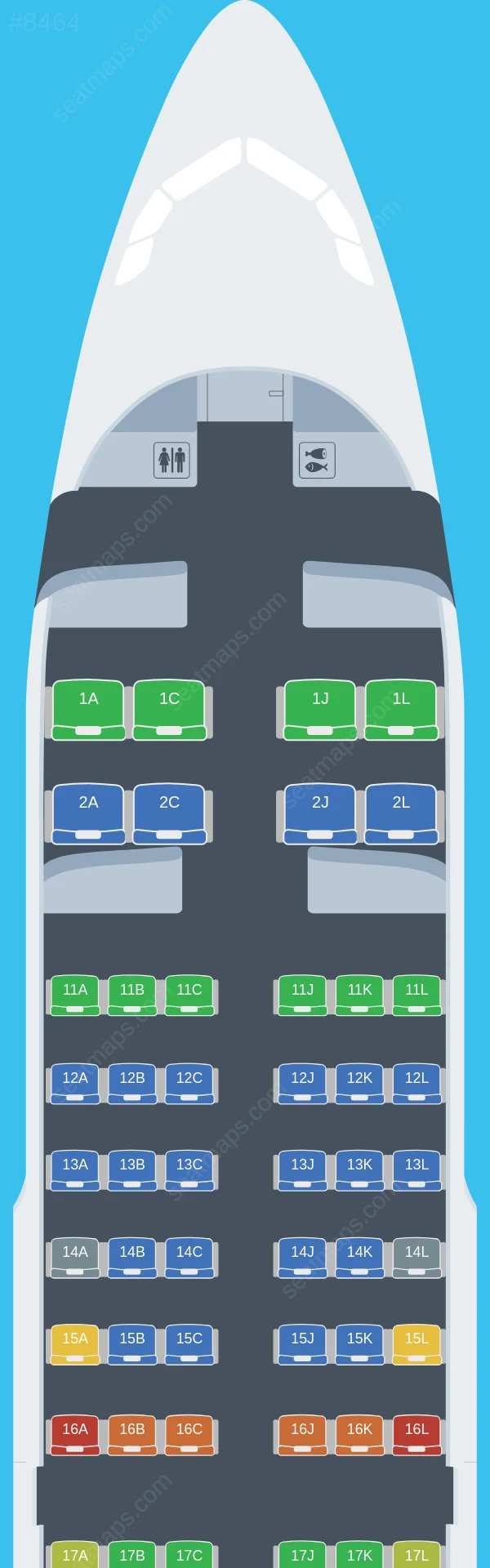 Chengdu Airlines Airbus A319-100 V.1 seatmap preview