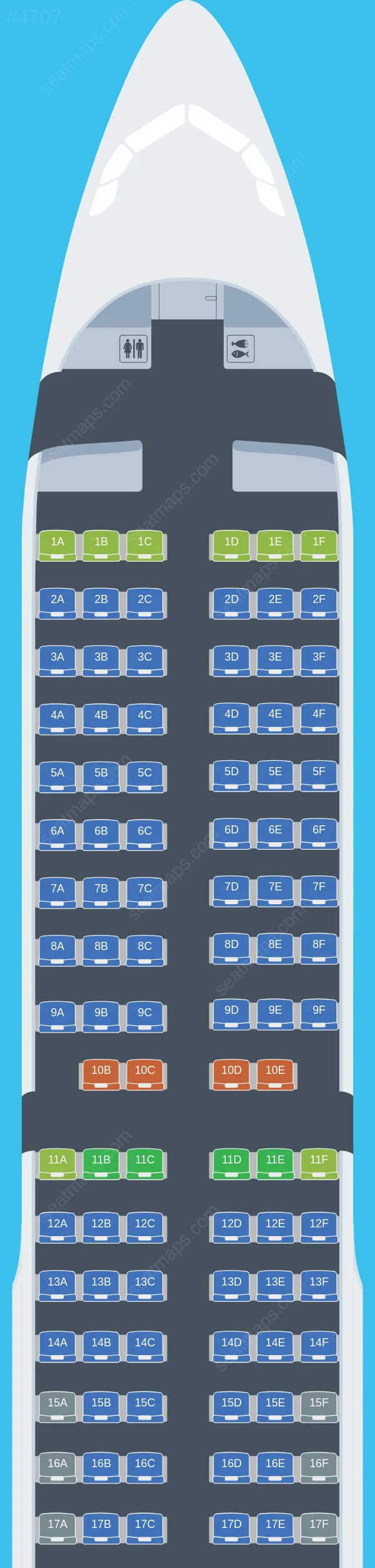 Sunclass Airlines Airbus A321-200 seatmap preview